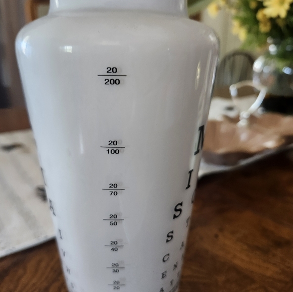 Vintage White and Silver Eye Chart Cocktail Shaker - Picture 5 of 6